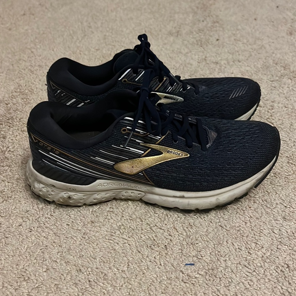 Brooks Sneakers Men's 9/Women’s 11 Adrenaline GTS‎ 19 Navy Gold Running Shoes